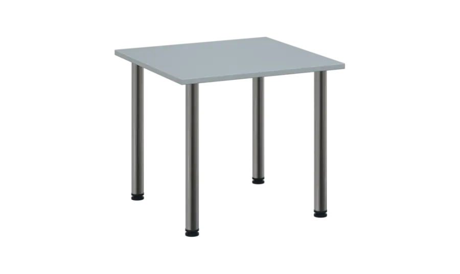 CRTR 80 jídelní stůl, kovová podnož chrom, deska 25 mm, 800x800 mm, šedá